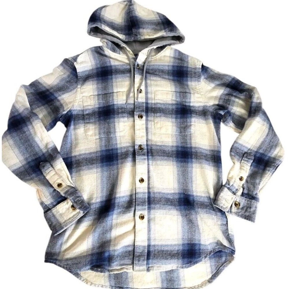 Old Navy Mens Hooded Jacket‎ Mens Size Small Plaid Shacket Cotton